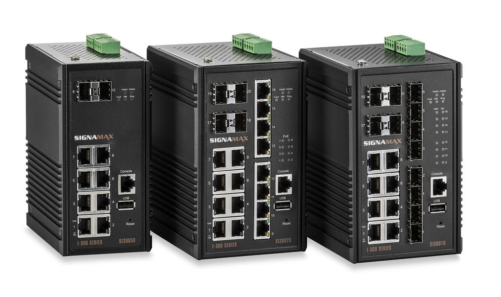 I-300 SERIES Managed Industrial Switches Product Specifications The Signamax I-300 Series Managed Industrial Switches are designed for the extreme environments typically found in industrial