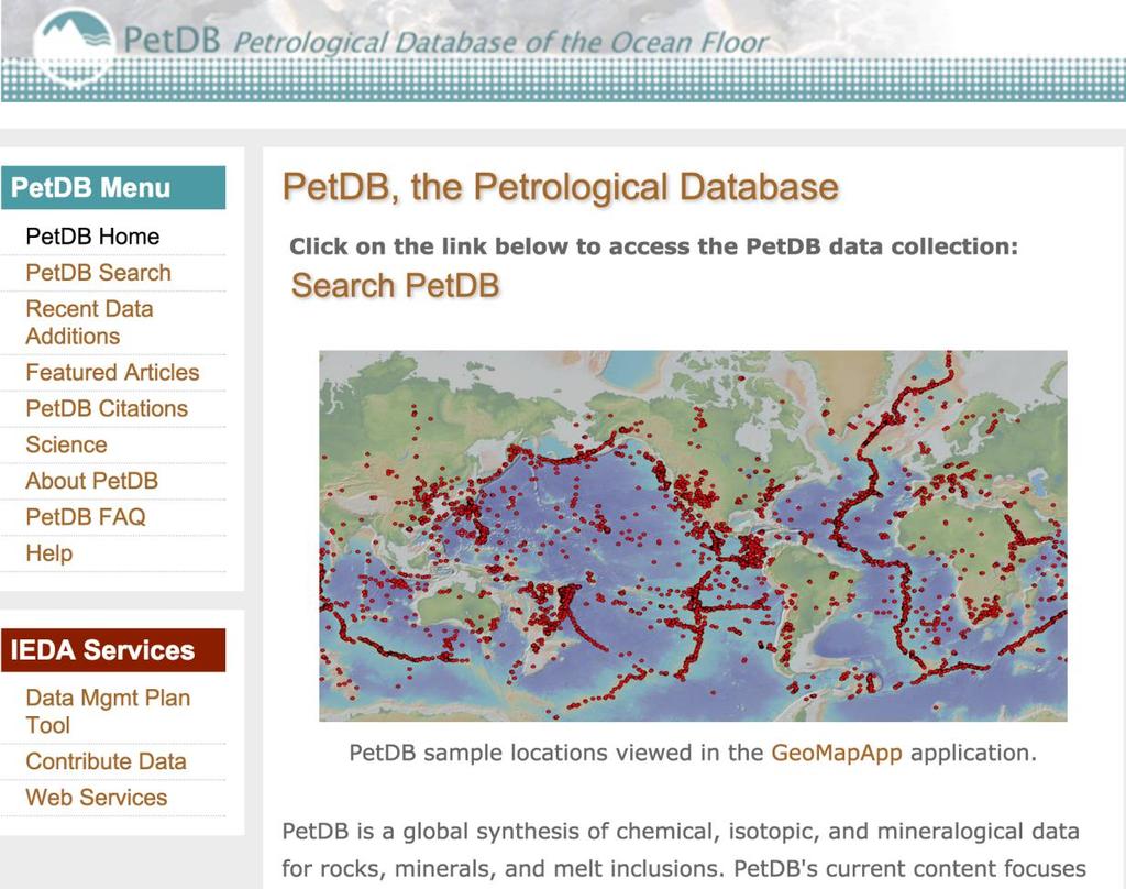 Data Synthesis: PetDB Global compilation of geochemical data for igneous rocks from the ocean floor & mantle