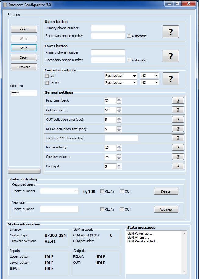 SETTING WITH MS WINDOWS APPLICATION The intercom unit parameters (phone numbers, controls) can be configured using the Intercom configurator software found on the internal storage of the device.