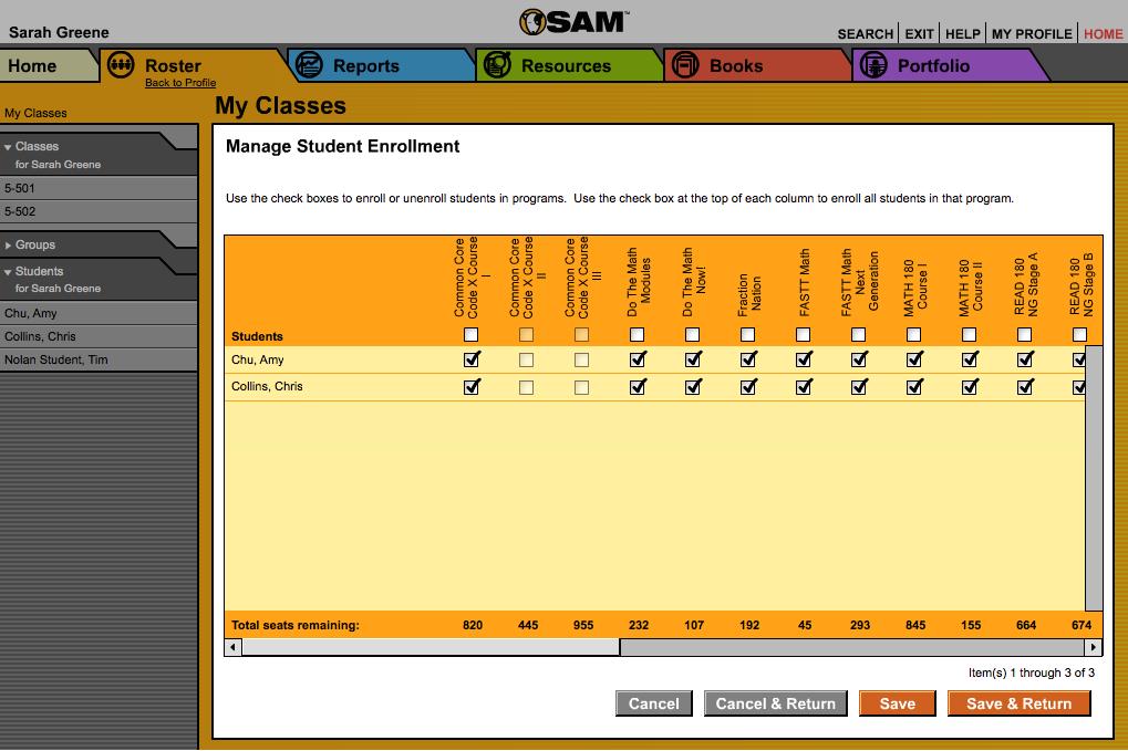 To enroll students in System 44 Next Generation: 1. Click the Manage Enrollment link from the class s, teacher s, or student s Profile screen. 2.