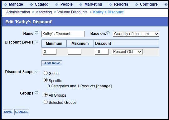11. On the discount set-up page, click Save.