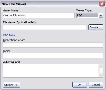 Administrating 37 1. In the Application/Service field, type the DDE application/service parameter value. 2. In the Topic field, type the DDE topic parameter value. 3. In the DDE Message field, type the DDE command(s) to open the viewer and display a document.
