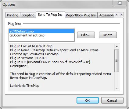 Administrating 67 M anaging Plug-Ins Editing/deleting Plug-Ins has two different tabs where you can edit or delete plug-in programs for ReportBooks and the Send To functionality.