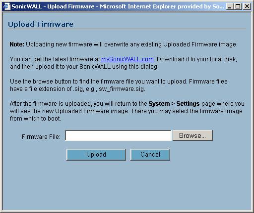 SonicWALL Secure Anti-Virus Router 80 Series: SonicOS Standard 3.8.0.1 Tip: Rename the.exp file to include the version of the SonicOS Standard image from which you are exporting the settings.