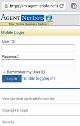 Android Log in to your Agent Net Info account, using