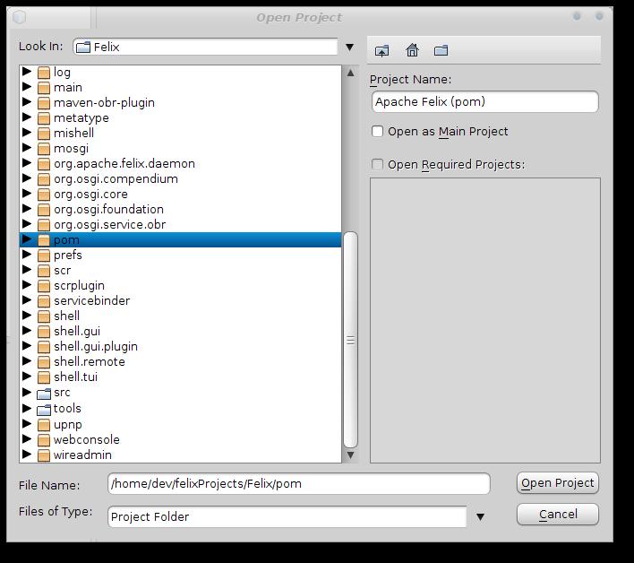 Figure 7: NetBeans Open Project dialog When the project is