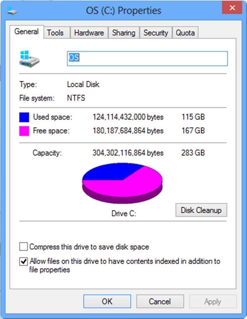 Disk Capacity Right click a drive icon and then click Properties