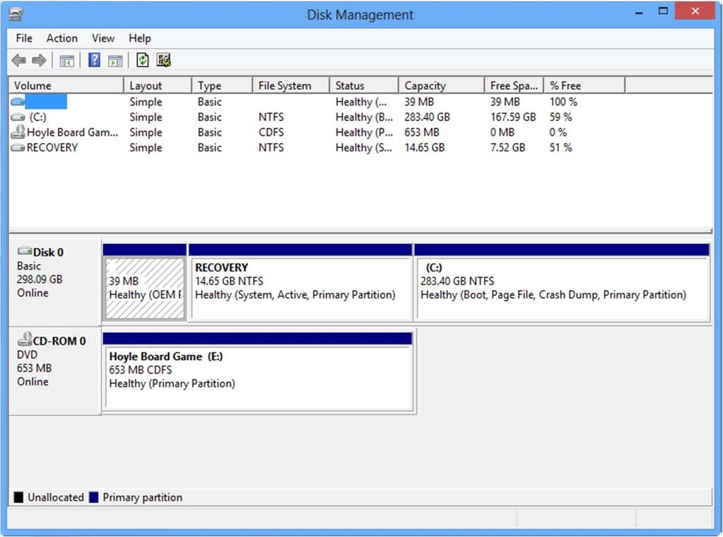 Checking Disk Partitioning Use the Disk Management utility
