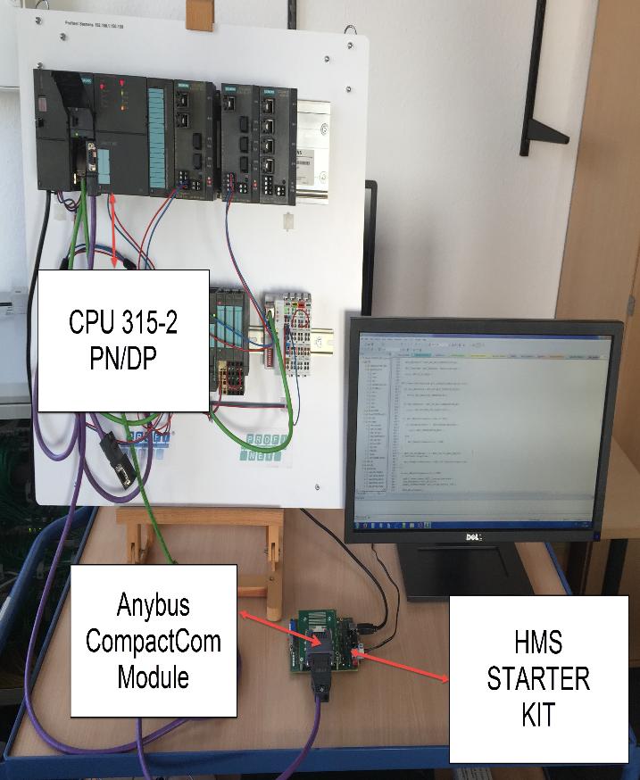 In this example we employ a S7 PLC-CPU 315-2 PN/DP controller. The engineering tool will also report the diagnostic events sent by the CompactCom device to the PLC.
