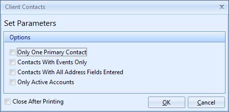 Generating the Client Contacts Query What is a Client Contacts Query? This special query tool allows you to instantly track all contact people for your various accounts.