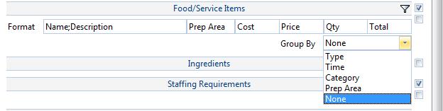 Select the food/service format for your prints Click to suppress the food/service