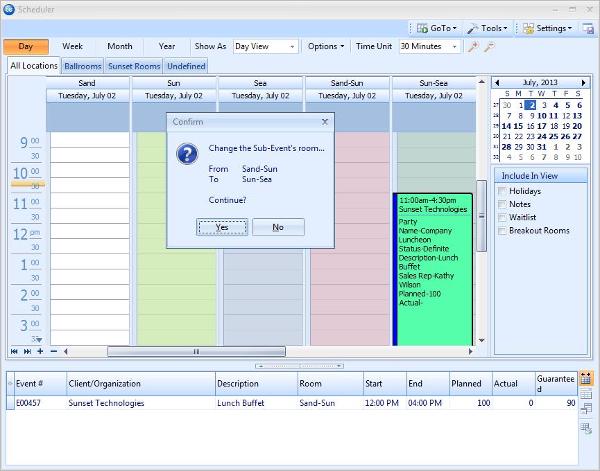 Modifying Event Information What type of event information can be modified in the Scheduler? There are several details about an event that you can modify from the Scheduler screen.