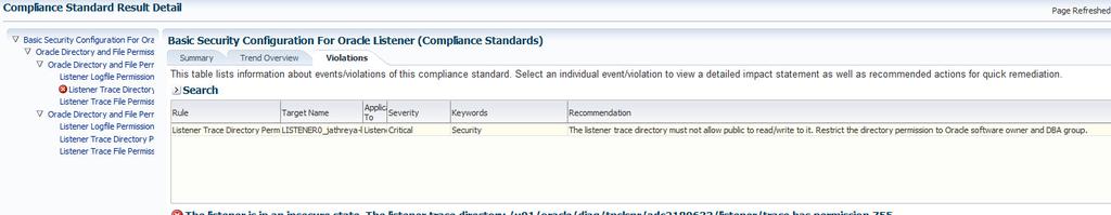 16 Compliance Standard Result Details Event Updates Each violation generates an
