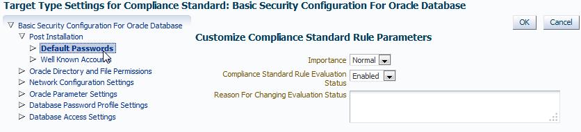 Compliance Results Adding Exceptions Global Exceptions Exceptions can be added globally or for a individual target Can be used for Oracle provided or Custom rules To add Global exception: 1.