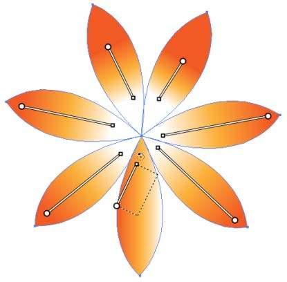Figure 27 Petals with Rotated Gradients 12. In the Tools panel, select the Star tool hidden under the Rectangle tool. 13.