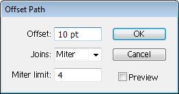 Type 10 pt in the Offset box, and then click the OK button. Figure 6 Offset Path Dialog Box 20. In the Layers panel, duplicate layer 2 and rename the new layer to 3. 21.