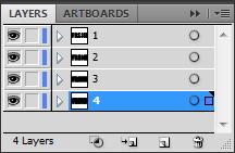 In the Layers panel, duplicate layer 3 and rename the new layer to 4. 24. With the Selection tool, select the text on the artboard. 25.