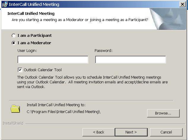 Set Up Start a meeting using your Outlook or Lotus Notes Calendar or the InterCall Unified Meeting desktop icon. It s never been easier!