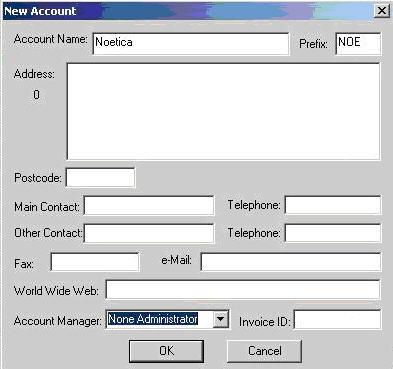 In the New Callflow dialog box, click on the New Account button (not shown).