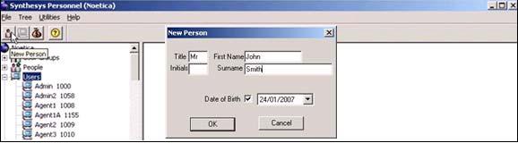 In the New Person dialog box enter the appropriate agent details and select OK as shown in Figure 33.