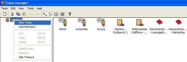 Teams are configured through the Team Manager application accessed from the Workstation main menu (see Figure 26).