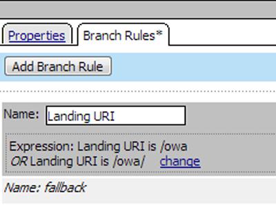 Access Policy Item Reference Figure 8: Landing URI branch rule with updated expression About the License action The License action provides the ability to create branch rules based on license use.