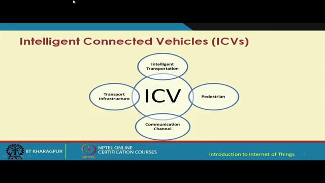 (Refer Slide Time: 06:57) So, when we talk about intelligent connected vehicles we are talking about intelligent transportation which we have already discussed
