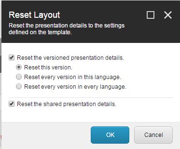 You can reset versioned layouts in these ways: Reset only the versioned layout for the current version of the item.