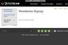 The Newsletter Signup page Cecile decides to sign up for the Jetstream newsletter.