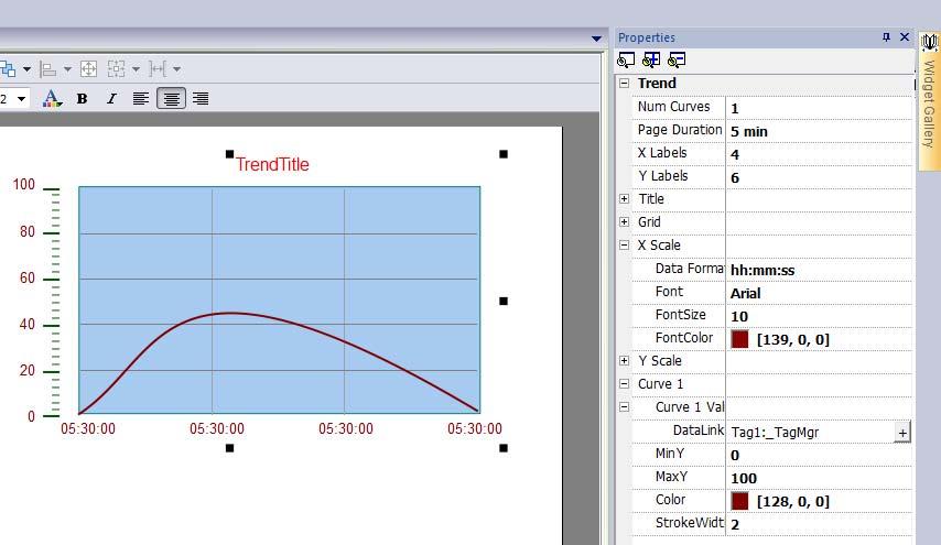 The Number of Curves property allows you to configure the number of Live Trend curves in the