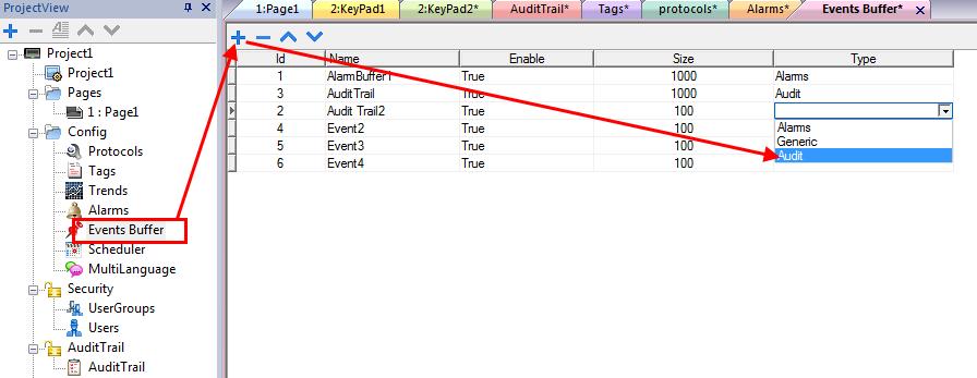14.2 Configure Audit Events You can have more than one set of Audit Records. To add to the Audit files, you need to configure the Events buffer.