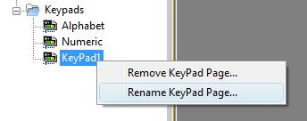 Figure 172 The user can choose the Remove Keypad Page" option to remove the keypad page from