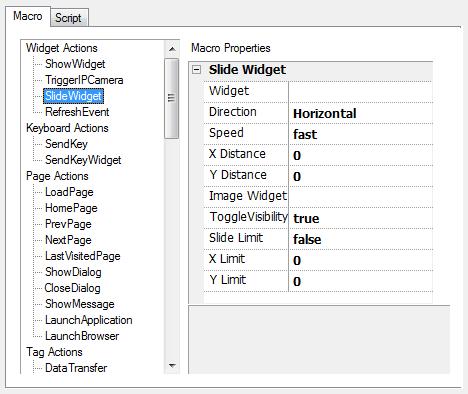 Widget, or of a Widget group, in HMI Runtime.