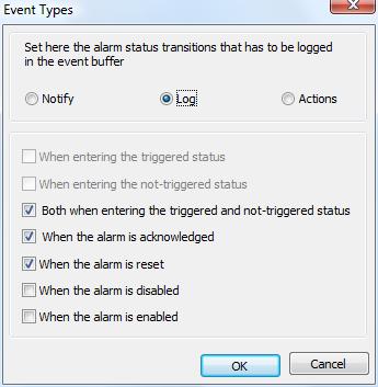 1 Log Events The Alarm Events History can be accessed by logging in, in a dedicated buffer called Event Buffer"; to configure the Event Buffer, double click on Buffers" in the Configuration Editor