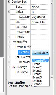 Figure 96 The selection of the Event Buffer is available in the property panel (as shown in the figure).