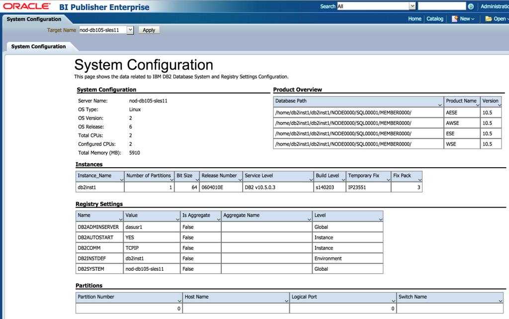 database and system configuration
