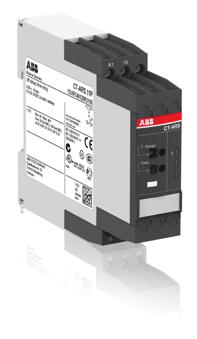 Data sheet Electronic timer CT-ARS.11 OFF-delayed without auxiliary voltage with 1 c/o (SPDT) contact The CT-ARS.11 is an electronic timer from the CT-S range with true OFF-delay.