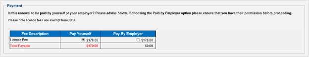 If you wish to your employer to pay, click on Pay By Employer radio button and click on Submit button.