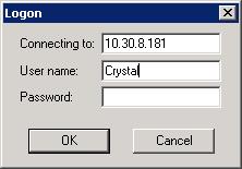 Note: Enter the login information of the user that has access to the company data from Crystal Reports.