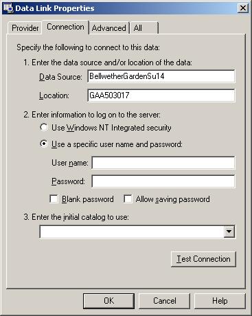 Check the Blank Password check box if no password is needed. Click OK. Note: Enter the login information of the user that has access to the company data from Crystal Reports.