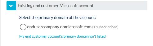 Existing Existing domain will show under this option if already