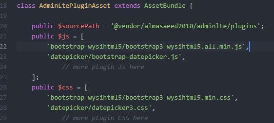 AdminLTE Asset Bundle for Backend Theme in Yii2 Framework The package bundle contained CSS and JavaScript files for rendering web page view to perform a better usability for the application (AdminLTE
