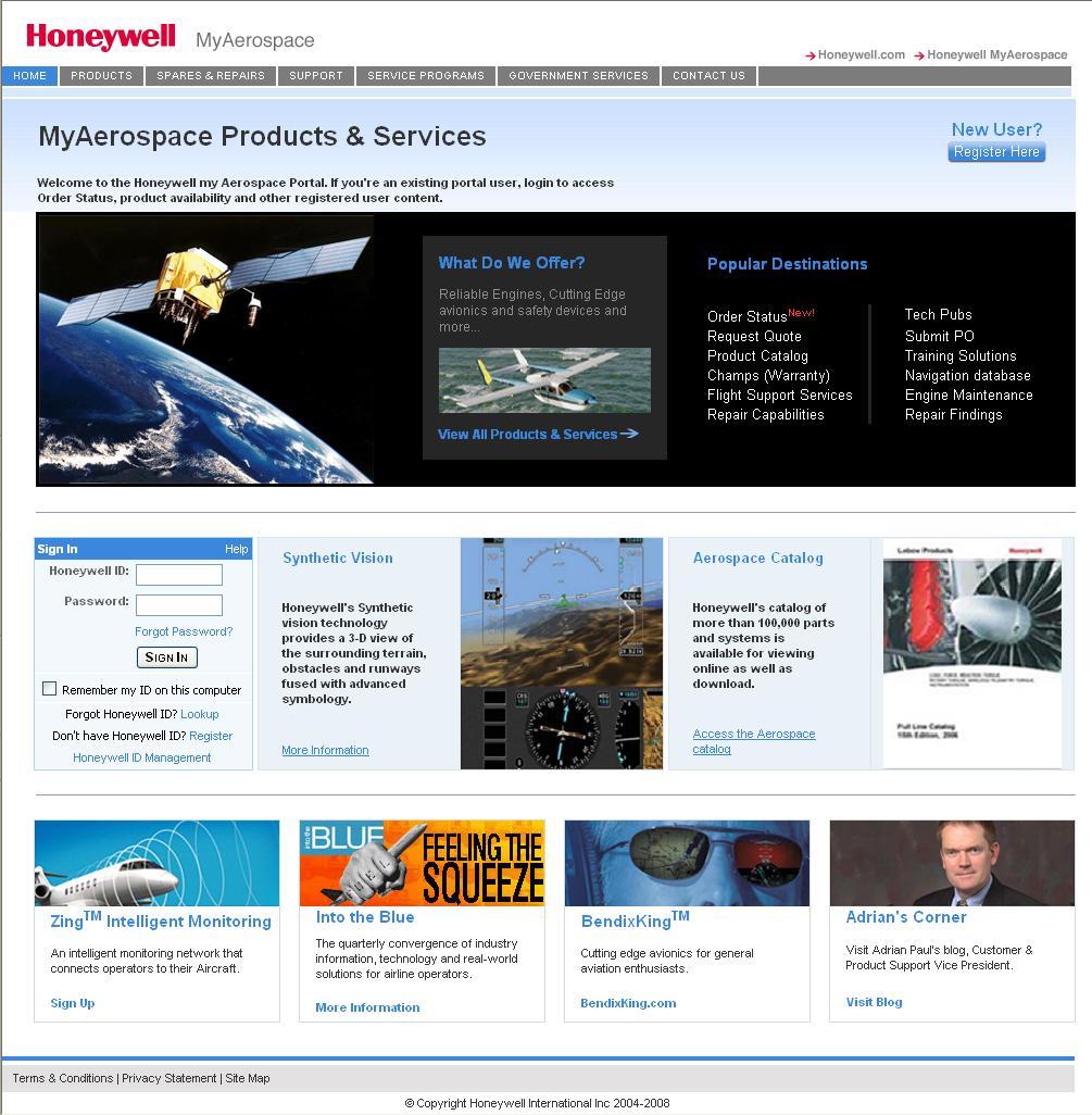 Log Into MyAerospace 1. From the MyAerospace log in page, type in your Honeywell ID. 2.