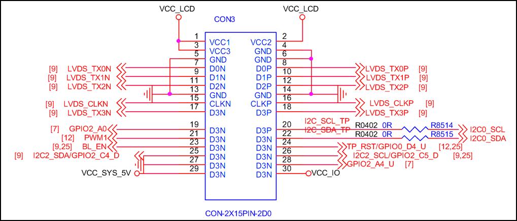 5. Pin definition 1. LVDS No. Definition No. Definition 1 VCC_LCD Power output Output 12V/5V/3.3V 2 VCC_LCD Power output Output 12V/5V/3.3V 3 VCC_LCD Power output Output 12V/5V/3.