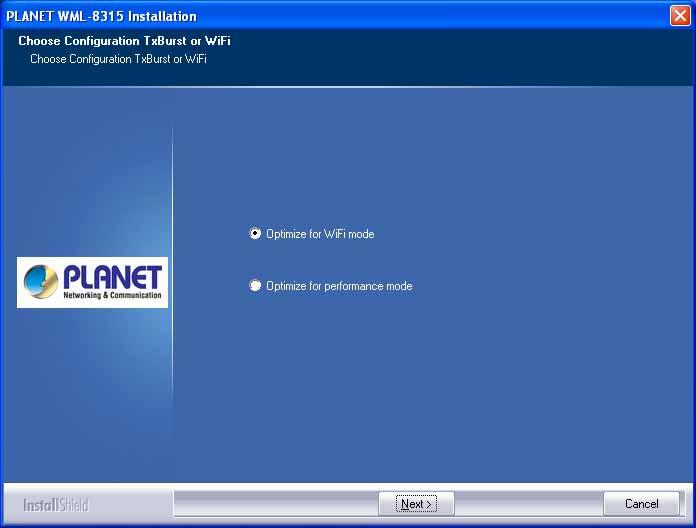 4. It is suggested to use PLANET Configuration Tool to manage the WML-8315. Click Next to continue. 5.