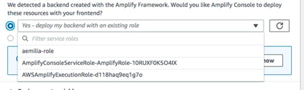 Step 1: Create a Service Role Adding a Service Role to the Amplify Console When You Connect an App The Amplify Console requires permissions to deploy backend resources with your front end.