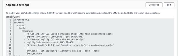Step 3: Confirm Build Settings for the Backend (beta) For more information, see YML structure (p. 22).