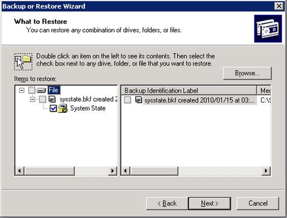 System State (using NTBackup) for operating systems prior to Windows 2008 The Attix5 Pro System State plug-in enables you to back up a collection of system-specific components as a unit to a target
