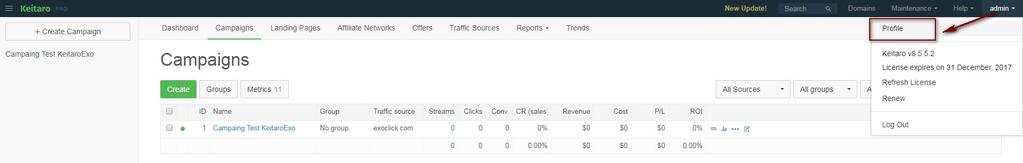 STEP 3 Create a campaign with Exoclick as a traffic source in Keitaro ADITIONAL NOTES: 1.