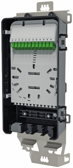 building facade mounting features AFN Quality Seal - IP68 Rated 2 inbound / outbound ports Through the wall capability Positive fibre management (30mm minimum bend radius, G652D or G657 single mode